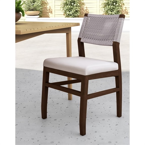 NPD Furniture Pierre 18.5" Wood Rope Dining Chair in Brown (Set of 2)