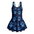 thumbnail image 4 of Xixirimido Blue Dog Paws Print Girls One Piece Swimsuits with Skirt Sleeveless Swim Dress Modest Skirted Swimwear with Built-in Shorts UPF 50+ Bathing Suit, 5-6 Years, 4 of 7