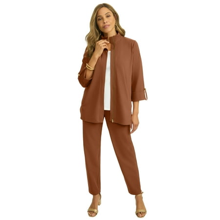 Jessica London Women's Plus Size Knit Crepe Winged Collar Set