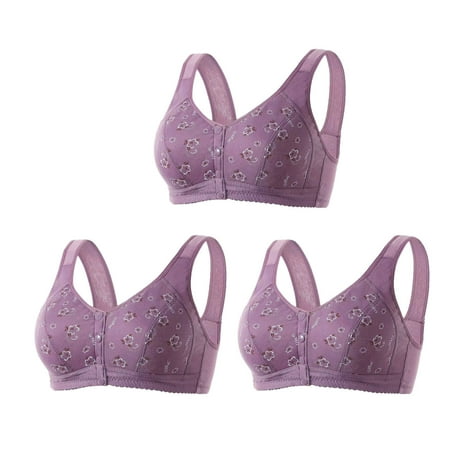 Wireless Push up Bras for Women Lightly Lined Bra Feature V-Neck Balconette Bra Style W-684 Hook and Eye Closure Seamless Bras Purple XXL