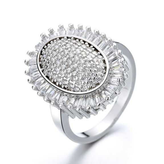 14k Gold-Plated Oval Starburst Ring with Swarovski Crystals