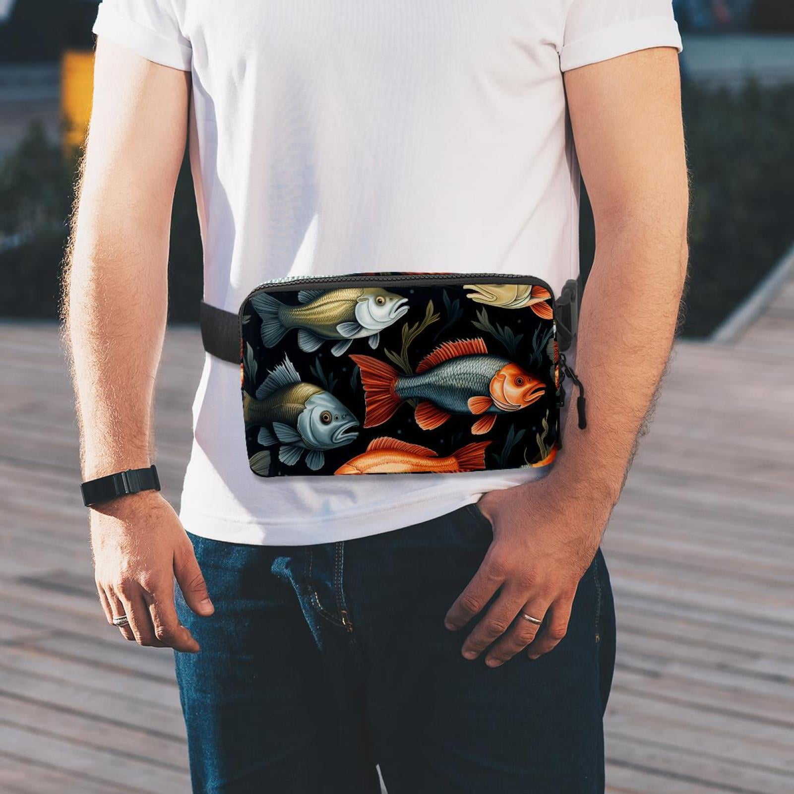 Fish Lightweight Adjustable Waist Pack with Extension Strap - Unisex Running Belt Fanny Pack