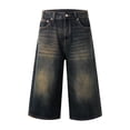 thumbnail image 6 of VBVC Women's High Waist Wide Leg Culotte Jeans,Washed Vintage Cropped Denim Pants For Women,Ladies Y2K Stretchy Streetwear Jeans with Pockets,Dark Blue,S-3XL, 6 of 7