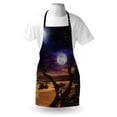 thumbnail image 4 of Moon Apron, Desert Night Full Moon with Nebula and Rainbow in Starry Sky Art, Unisex Kitchen Bib with Adjustable Neck for Cooking Gardening, Adult Size, Caramel Purple, by Ambesonne, 4 of 4