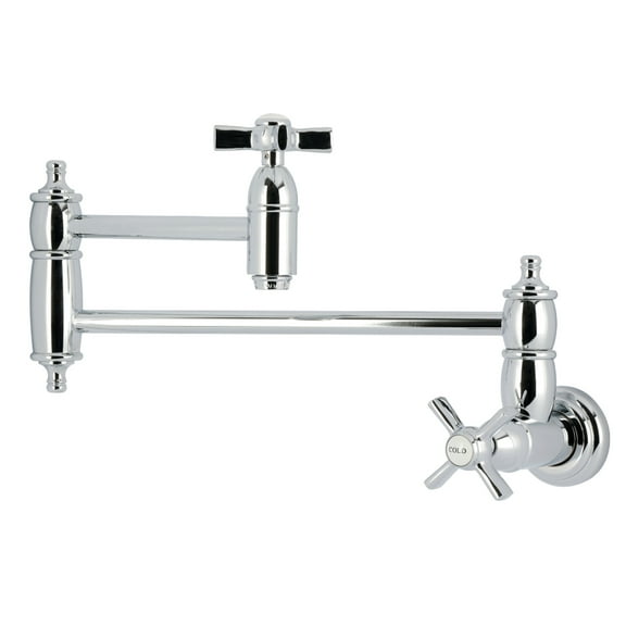 Kingston Brass KS3101ZX Millennium Two-Handle 1-Hole Wall Mount Pot Filler Faucet in Polished Chrome