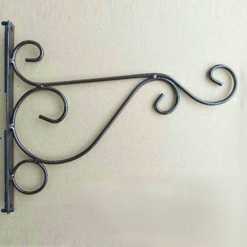 gzzebo Metal Iron Art Plant Holder Wall Hanging Bracket Hanger Hook Decor Tool for Home Garden Black S