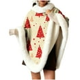 thumbnail image 2 of Wowcloth Woman's Christmas Print Plush Loungewear, Thick Faux Fur Collar & Detachable Shawl, Warm Fleece-Lined for Winter, Home Comfort and Relaxation, 2 of 6