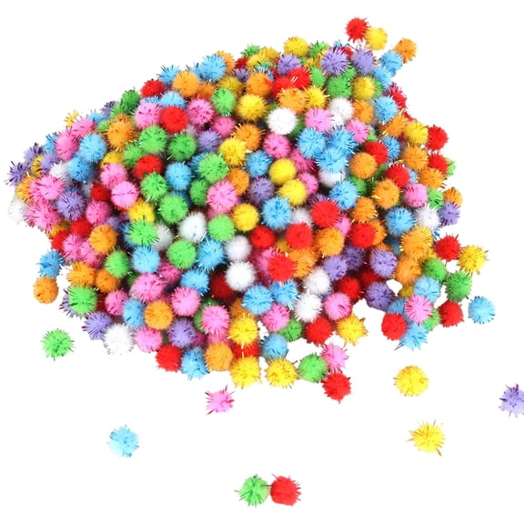 FXMLRLK Pom Poms Balls, 100 Pieces 0.78inch Sparkle Glitter Pom Poms for Holiday Crafts Making DIY Miniature Christmas Decorations Accessories