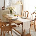 thumbnail image 2 of Farmhouse Table Runner Boho Style Linen 120 Inch Long, Handmade Rustic Table Runner with Tassels for Holiday Party Dining Room Kitchen,13x 120 inch Long Dresser Scarf,Beige, 2 of 6