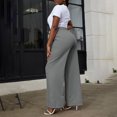 thumbnail image 5 of Clossjun Women's Wide Leg Work Dress Pants High Waisted Flowy Daily Wear Business Casual Palazzo Bottoms Summer Fall Offce Trousers With Pockets 2XL, 5 of 5
