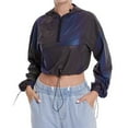thumbnail image 2 of Women's Jackets Lightweight Athletic Reflective Cropped Half-zip Hoodie, 2 of 9