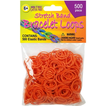 Stretch Band Bracelet Loops 500/Pkg-Orange, Pk 6, Pepperell