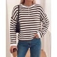 thumbnail image 5 of BTFBM Women's Lightweight Oversized Striped Sweater | Soft Knit Cozy Sweaters, Crew Neck Long Sleeve Pullover, y2k Color Block, Casual Holiday Outfits, Winter Fall Clothes, 5 of 8
