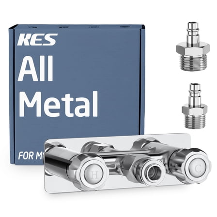 KES All Metal RV Exterior Shower Faucet with 18/8 Quick Connectors, 4 Inch Leak Free RV Outdoor Camper Shower Faucet Chrome