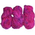 thumbnail image 5 of Knitsilk PREMIUM Recycled Sari Silk Yarn - Magenta shade 160 Yards | Good for Knitting, Crocheting and Jewelry Making, Pack of 3, 5 of 5