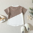 thumbnail image 6 of Povozer Baby Boys 2PCS Shorts Set Short Sleeve Patchwork Crew Tees + Short Pants Toddler Boys Summer Casual Outfit(Brown,12-18M), 6 of 6