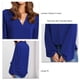 thumbnail image 4 of Blusa Cuello En V Manga Larga Color Puro Casual Suelta Camisa con Cuello Abajo para Otoño Primavera Mujer Azul XL, 4 of 8