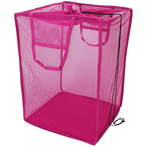 Mainstays Square Mesh PopUp Hamper, Fucshia, Set Of 2