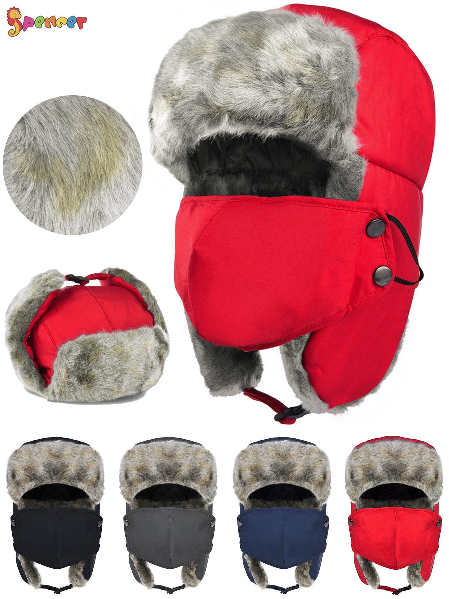 Warm Thick Winter Hats Ear Flap Bomber Hat with Windproof Mask for Hiking Unisex Trooper Trapper Hat Skating and Climbing Skiing 