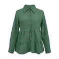 thumbnail image 5 of ClodeEU Womens Long Sleeve Collar Button Peplum Shirts Tops,Cute Trendy Tunic Blouses Green,Womens Plus M, 5 of 6