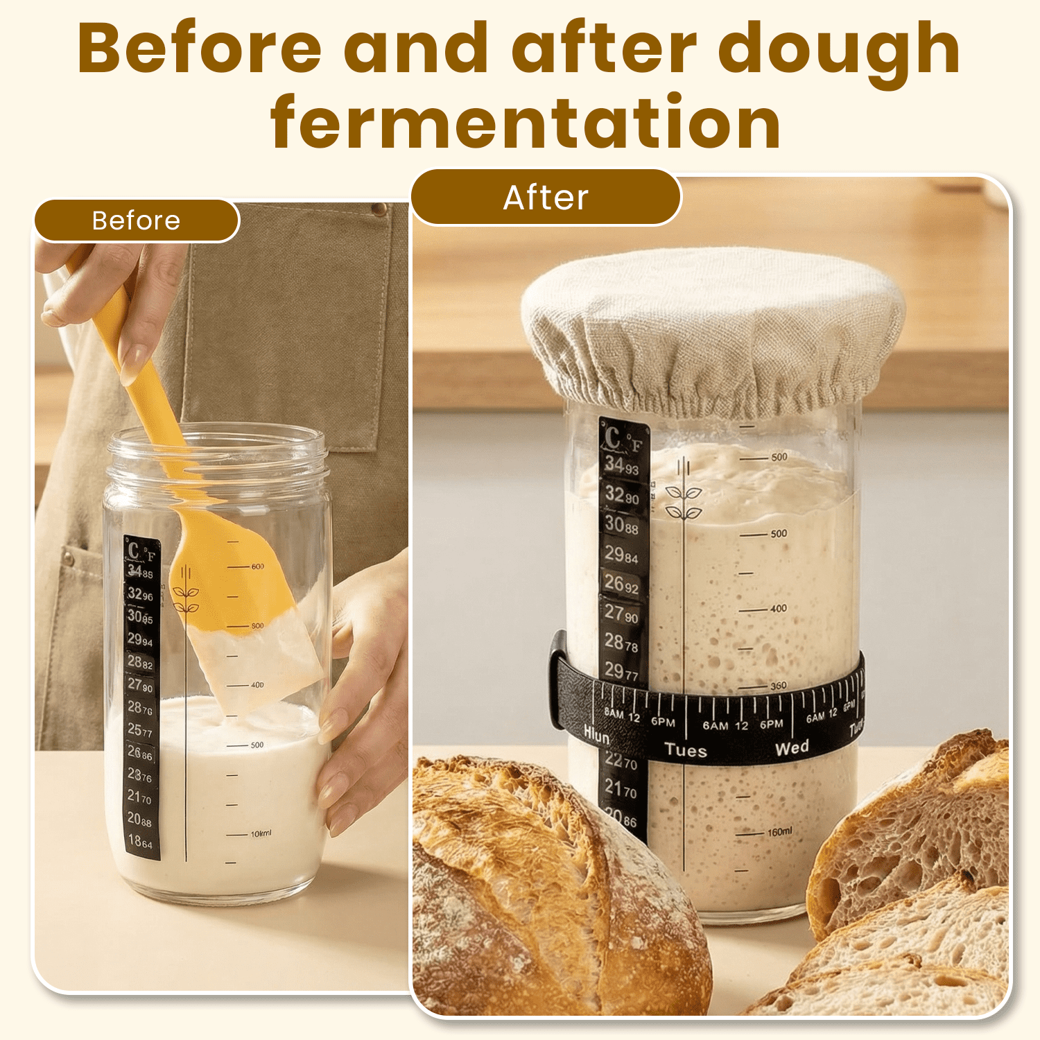 NULAS 52-Piece Sourdough Starter Kit , Oval Banneton Proofing Baskets, Bread Baking Supplies Set including Sourdough Jar, Perfect Baking Gifts for Beginners & Home Bakers