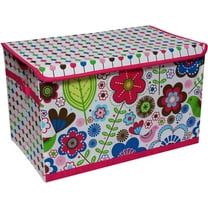 Bacati - Botanical Pink Cotton Percale Fabric covered Storage, Toy Chest, 24.5 L x 15 W x 14 H inches