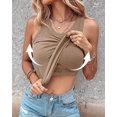 thumbnail image 5 of Tank Tops with Built in Bras Athletic Tank Tops for Women Ribbed Tank Top Fitness Workout Running Tops Khaki XXL, 5 of 8