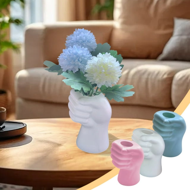 Jarrón de plástico de estilo escandinavo para flores húmedas y secas - Recipiente decorativo geométrico moderno para el hogar y la oficina