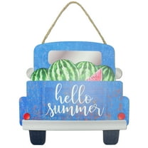 AuldHome Design Hello Summer Door Sign, Wall Decor Rustic Farmhouse Sign, Pickup Truck Shaped 3D Sign