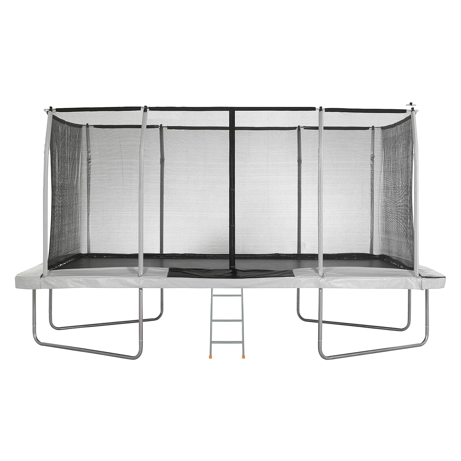 Plexalife 9' X 15' Gymnastics Style, Rectangular Trampoline Set with Premium Top-Ring Enclosure System- Beige/Black with Bonus 3-Step Ladder