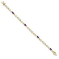 thumbnail image 3 of Gem Stone King 18K Yellow Gold Plated Silver White Moissanite and Purple Amethyst and Lab Grown Diamond Bracelet for Women | 3.81 Cttw | Gemstone Birthstone | Oval 6X4MM | Length 7.25 inches, 3 of 7