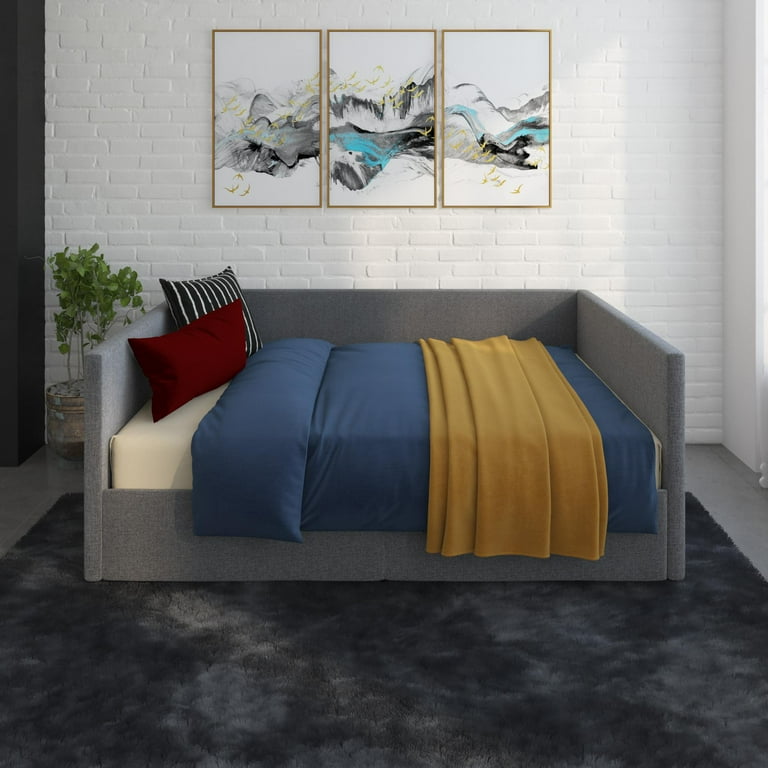 DHP Full Size Upholstered Urban Daybed Storage Sofa Bed with Drawers for Kids and Adults No Box Spring Needed Gray Velvet
