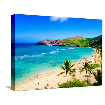 Hanauma Bay, the Best Place for Snorkeling in Oahu,Hawaii Stretched Canvas Print Wall Art By (Best Place To Make Canvas Prints)