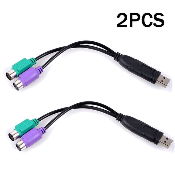 2PCS Dual PS/2 PS2 Female to USB Male Cable Adapter Converter For Keyboard Mouse