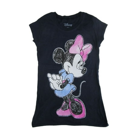 Disney - Disney Juniors Black Minnie Mouse Print Short Sleeve Cotton T ...