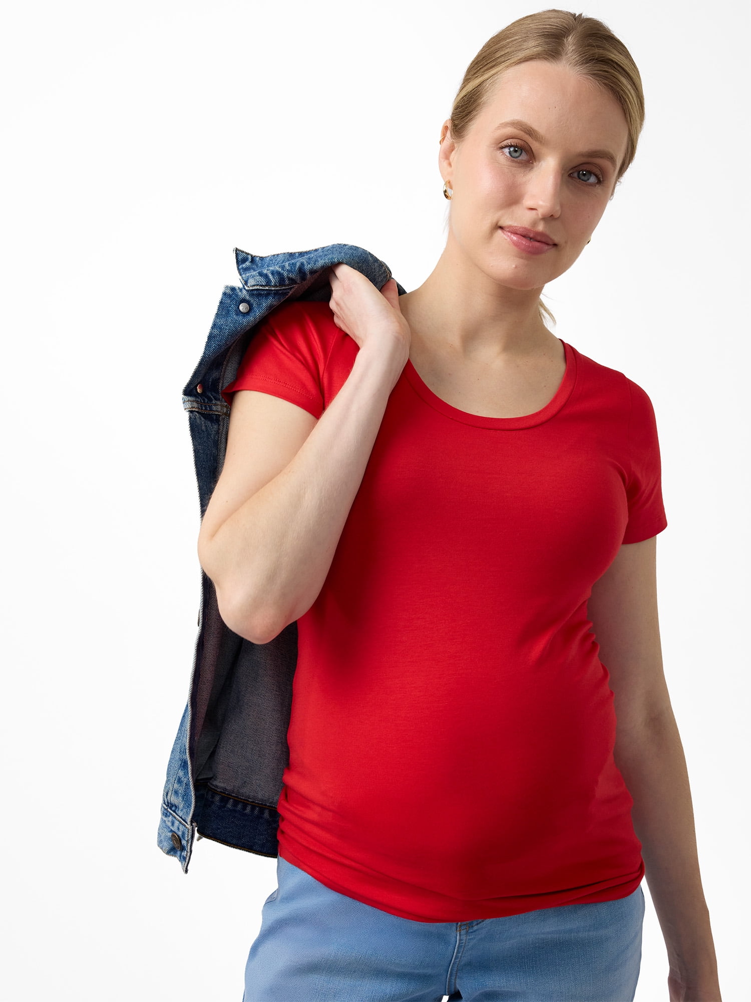 Ingrid & Isabel For Every Belly Women's Maternity Short Sleeve Fitted Scoop Tee, Sizes S-XXL