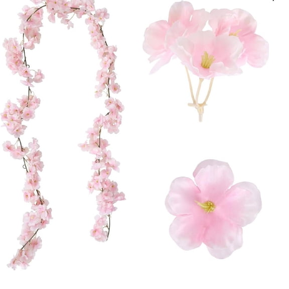 Clearance! Cherry Blossom Garland Artificial Cherry Flower Vines 5.9ft Hanging Silk Flowers Garland for Home Wedding Garden Party Arch Office Decor