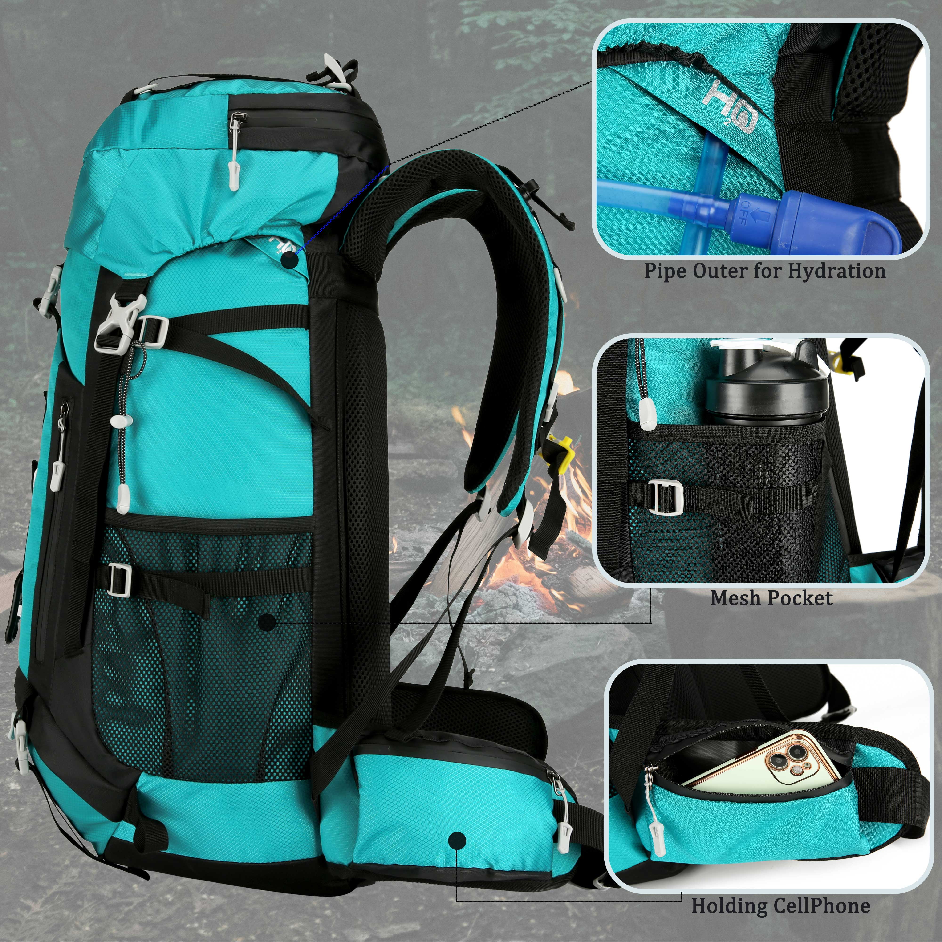 60L Travel Hiking Camping Backpack with Rain Cover, Backpack Water Resistant,Large Backpack for Men Women