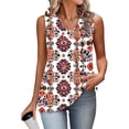 thumbnail image 6 of Levmjia Womens Tank Top V Neck Printed Sleeveless Base T Shirt Casual Loose Fit Soft Breathable Polyester Blouse Daily Wear Spring Summer, 6 of 6