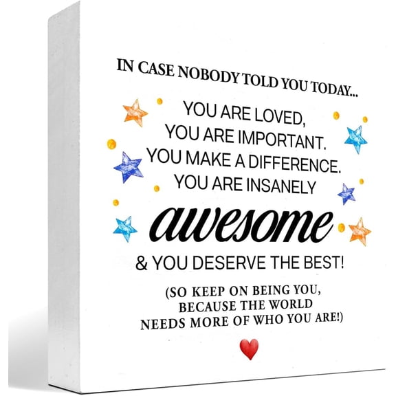 Zomyto 5x5 Inch In Case Nobody Told You Today You are Awesome Wooden Box Sign Desk Decor,Inspirational Encouragement Wooden Box Plaque Sign Desk Decor