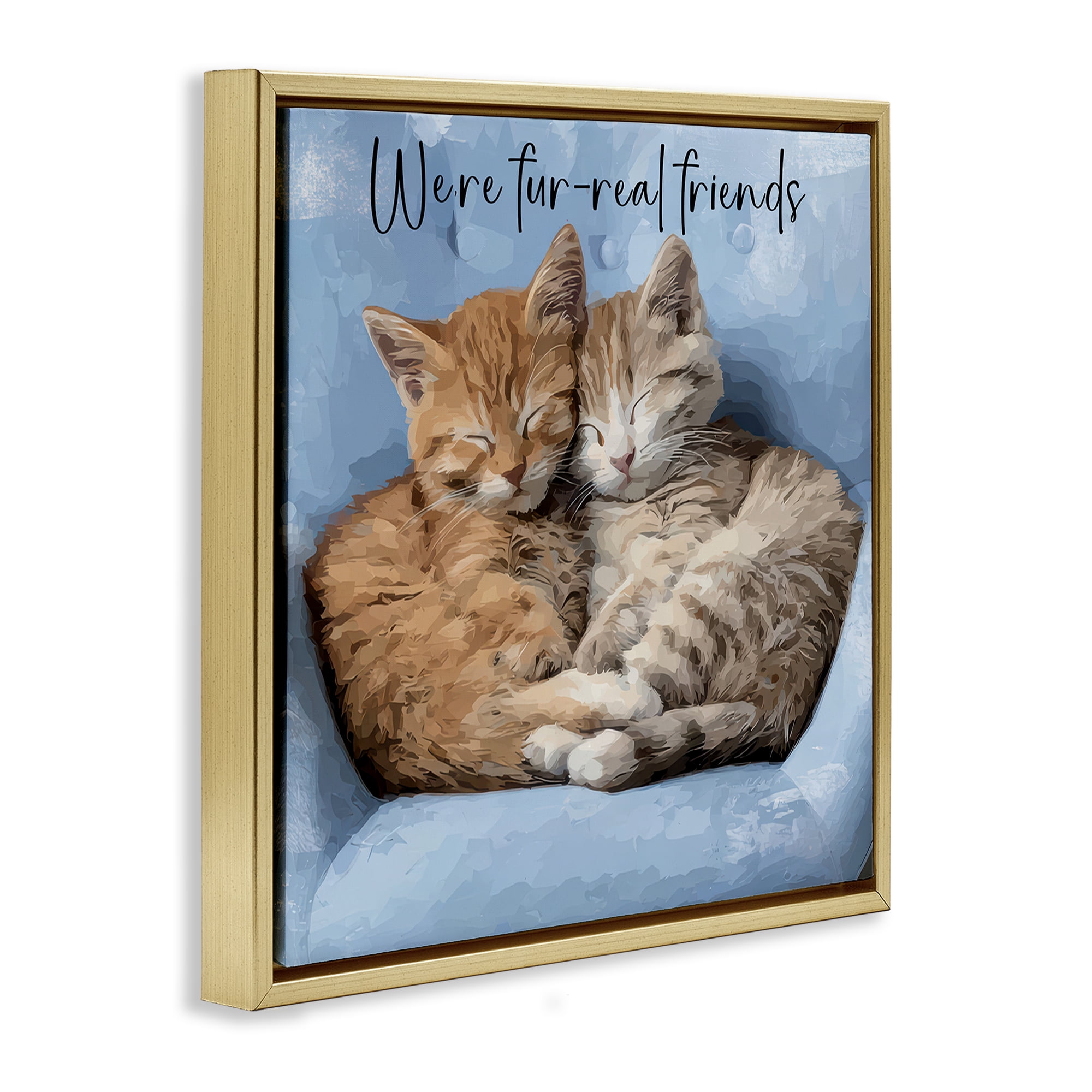 Stupell Industries We're Fur-Real Friends Gold Framed Floater Canvas Wall Art, design by Kim Curinga