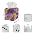 thumbnail image 3 of POLERO Tissue Box Holder Waterproof - Square Leather Tissues Cube Box Cover -Purple Golden Marble Decorative Car Facial Tissue Holder on Table and Barthroom, 5.1"X5.1"X5.5", 3 of 7