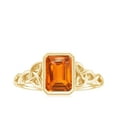 thumbnail image 4 of Rosec Jewels Solitaire Created Orange Sapphire Celtic Knot Ring with Diamond - 6X8 mm, 18K Yellow Gold, US 12.00, 4 of 9