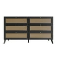 thumbnail image 2 of Castle Place Adult 6-Drawer Wooden Dresser with Rattan Accents, Black, 2 of 8