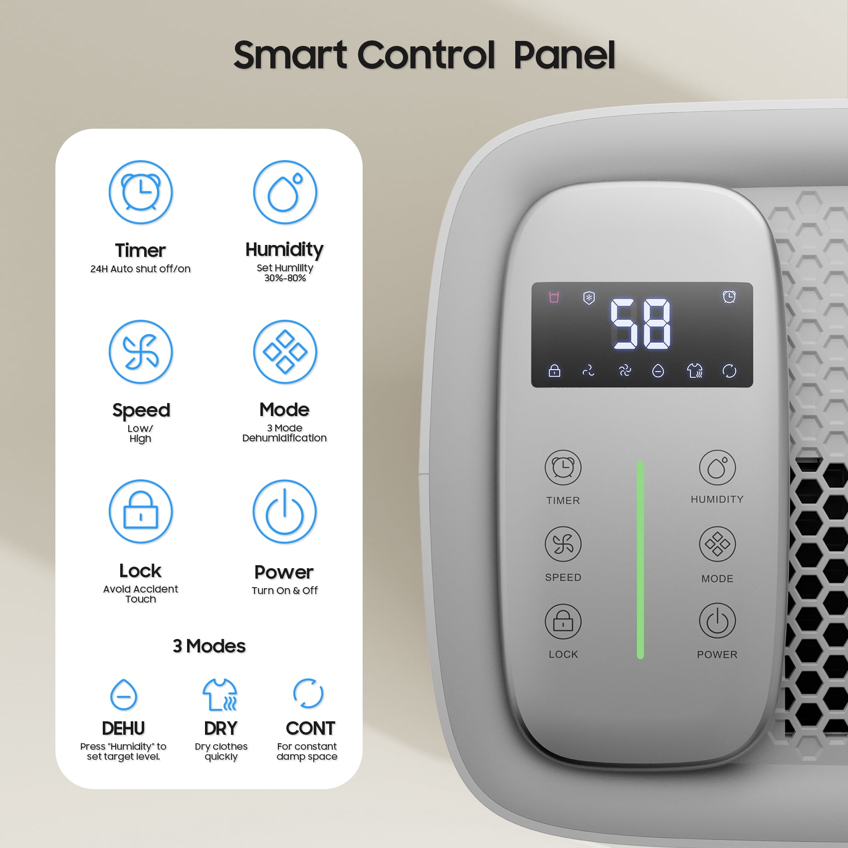 ANDTE 50 Pints Dehumidifier for Home and Basement, Covers up to 1,200 sq. ft, Quiet Portable Dehumidifier with 0.58 Gallon Tank