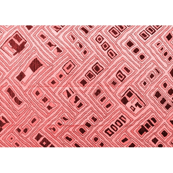 Ahgly Company Indoor Rectangle Abstract Red Modern Area Rugs, 2' x 5'