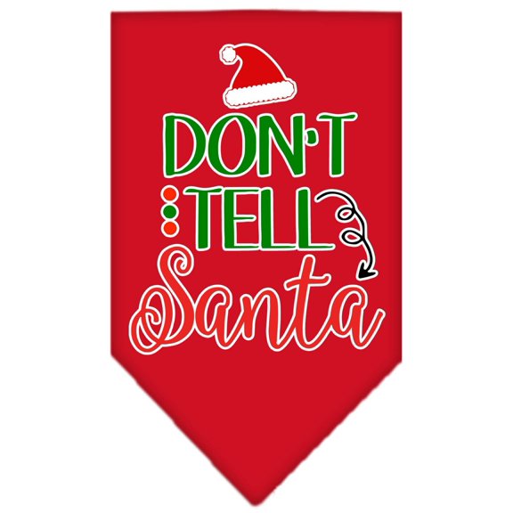 Christmas Pet and Dog Bandana Screen Printed, "Don't Tell Santa"
