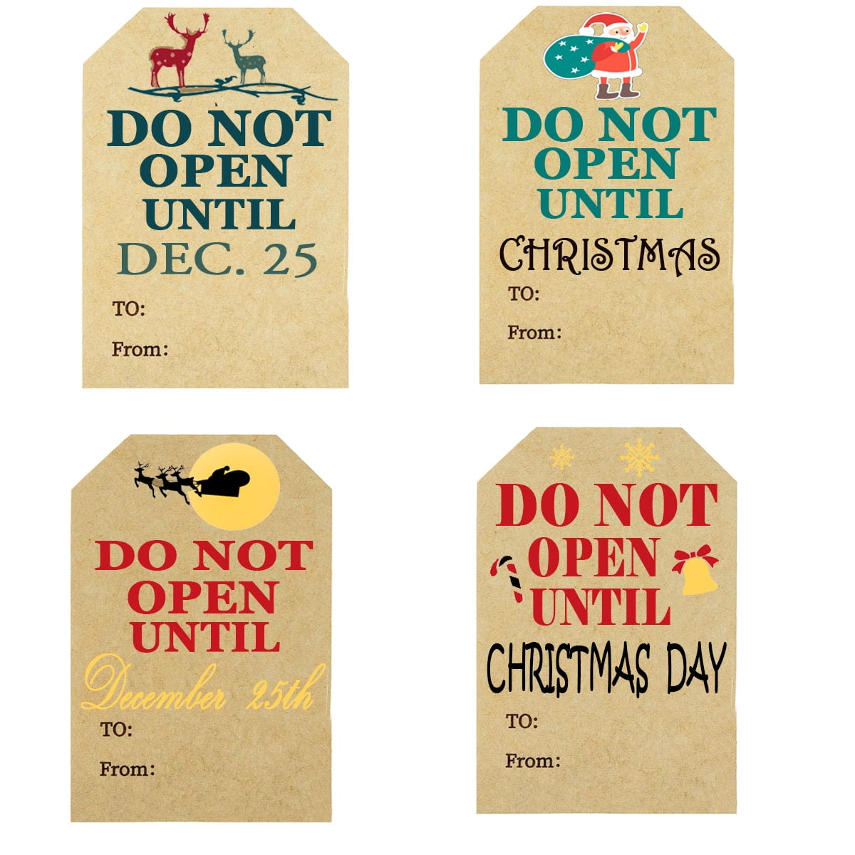 Kraft Christmas Gift Tags,2x3inch Do Not Open Until Christmas Sticker