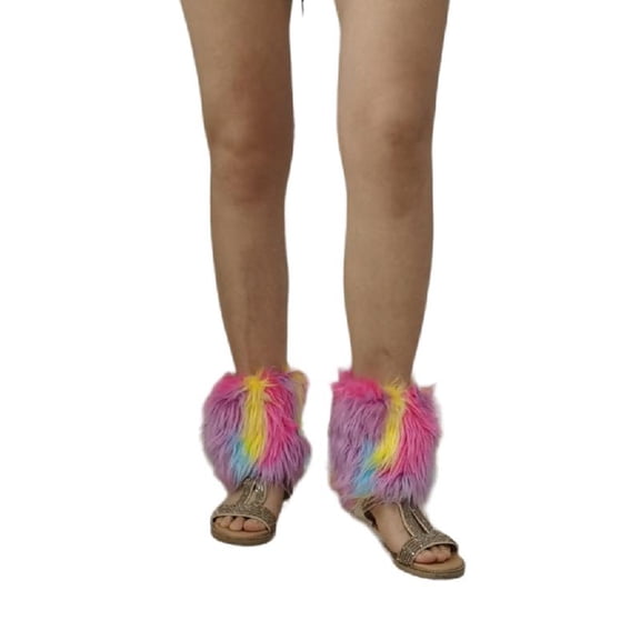 ZPAQI Colorful Plush Leg Warmers for Women Warm Winter Boot Gaiters Long Socks