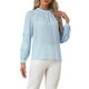 thumbnail image 1 of Blusa de manga larga con cuello alto y pliegues de INSPIRE CHIC para mujer azul L, 1 of 1